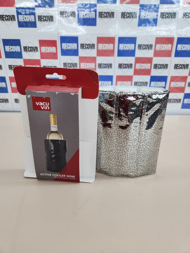Enfriador de Vino Flexible - Funda Reutilizable en Color Plata para Enfriamiento Rápido de Botellas de Tamaño Estándar Vacu Vin